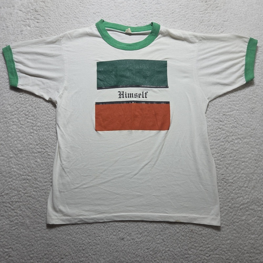 Vintage 80s Sportswear Ringer T Shirt Himself Graphic Screen Stars Tag USA Made